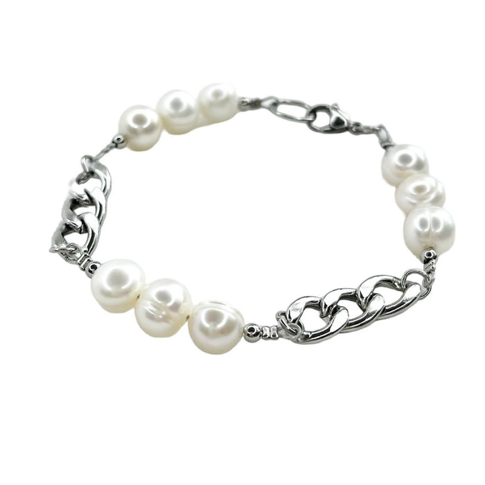 Curb chain & pearl Bracelet