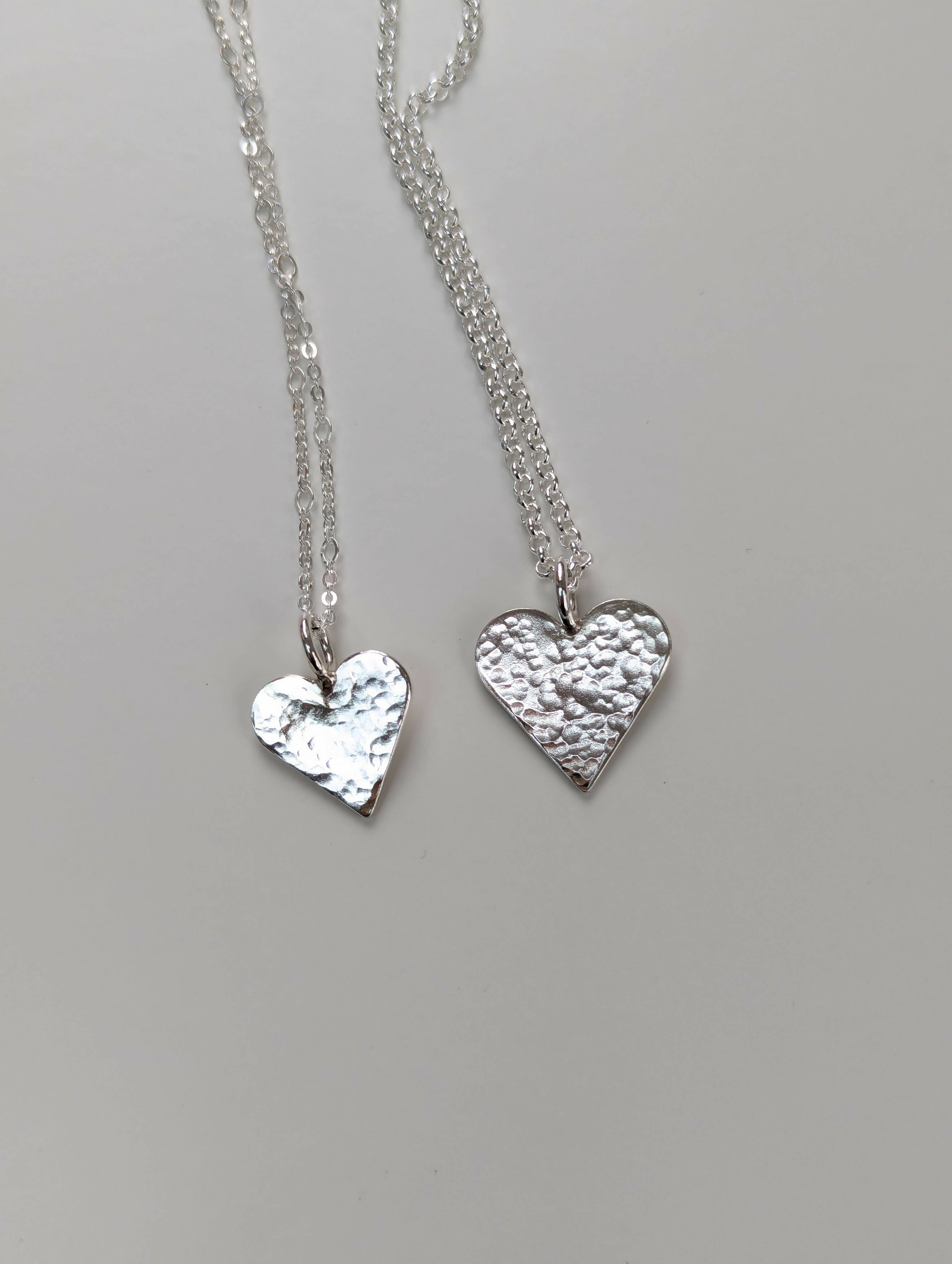 Hammered Heart Sterling Silver Pendant - Handmade