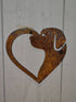 Metal Rusty Heart Dog 1058