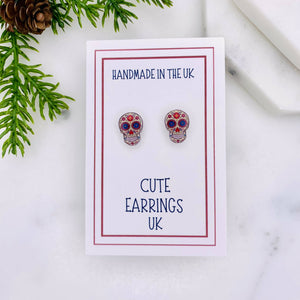 Sugar skull 2024 earrings studs