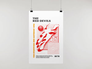 Manchester United - Inspired Psychedelic Art Print in White
