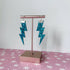 Flash Lightning Bolt Earrings in Light Blue Glitter