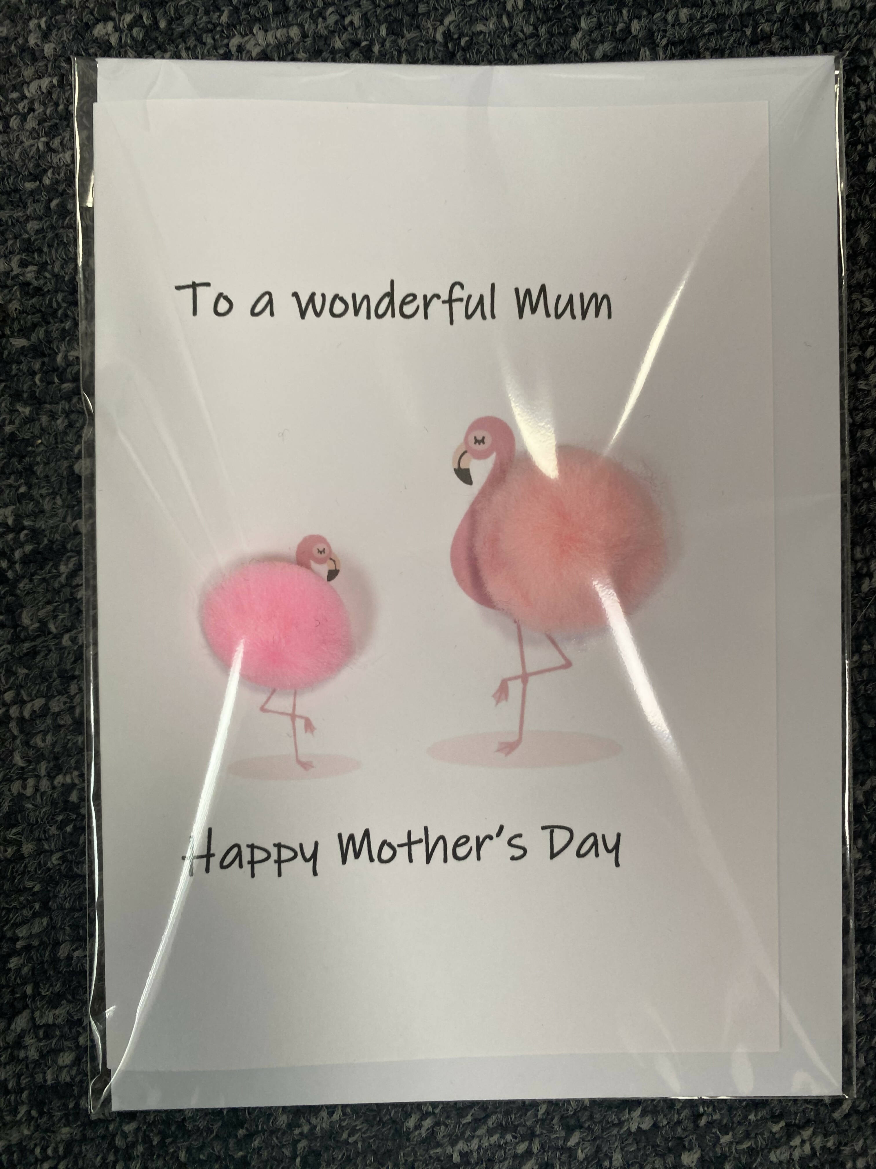 Wonderful Mum Happy Mother’s Day Flamingo- Pom Pom greeting card