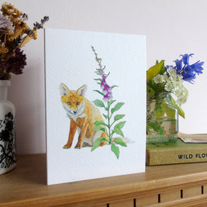 Fox and foxglove card