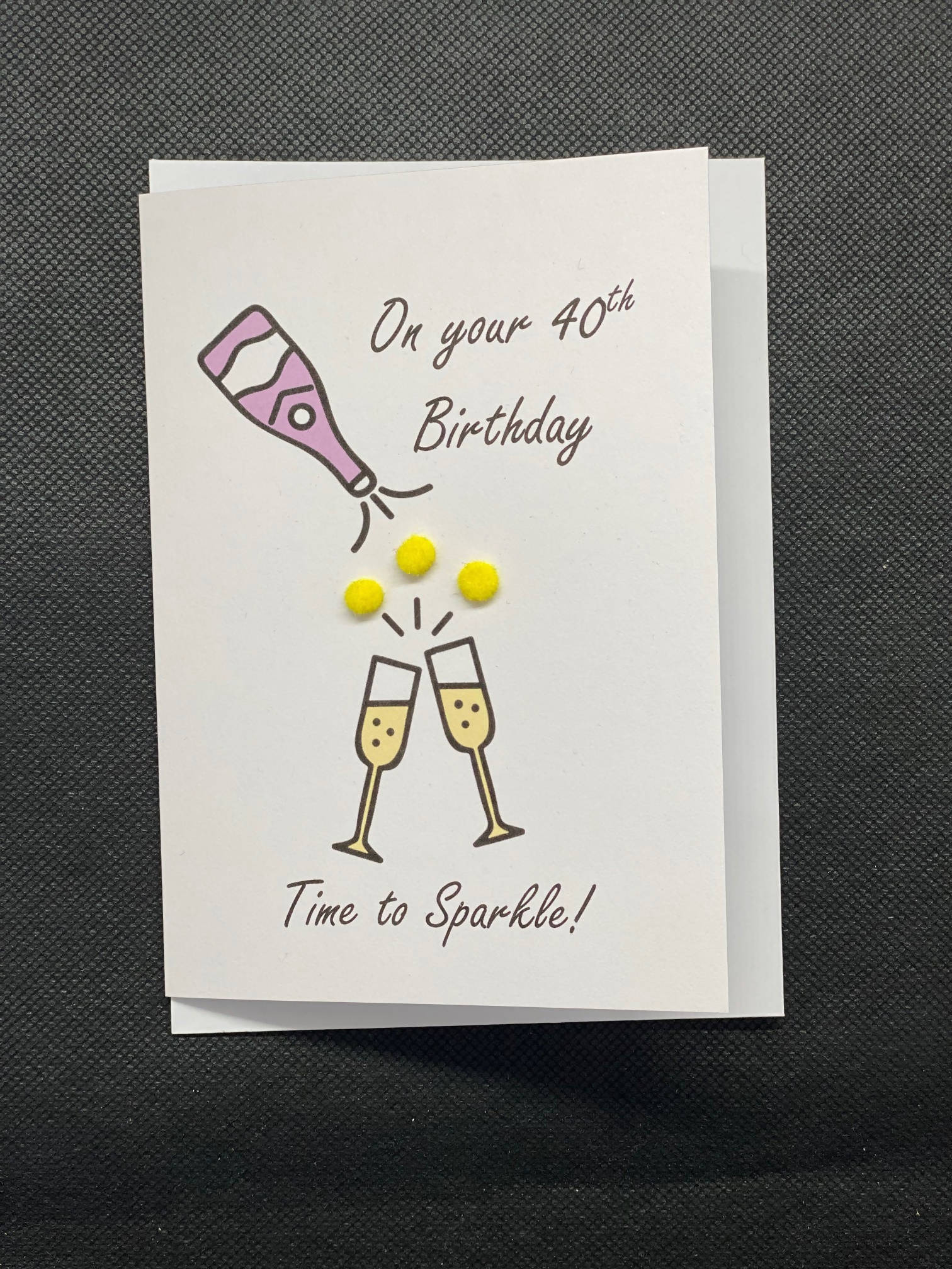 Happy 40th Birthday glasses - Pom Pom greeting card