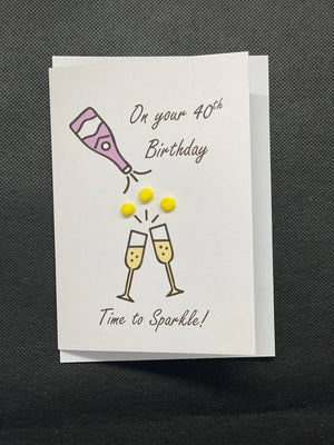 Happy 40th Birthday glasses - Pom Pom greeting card
