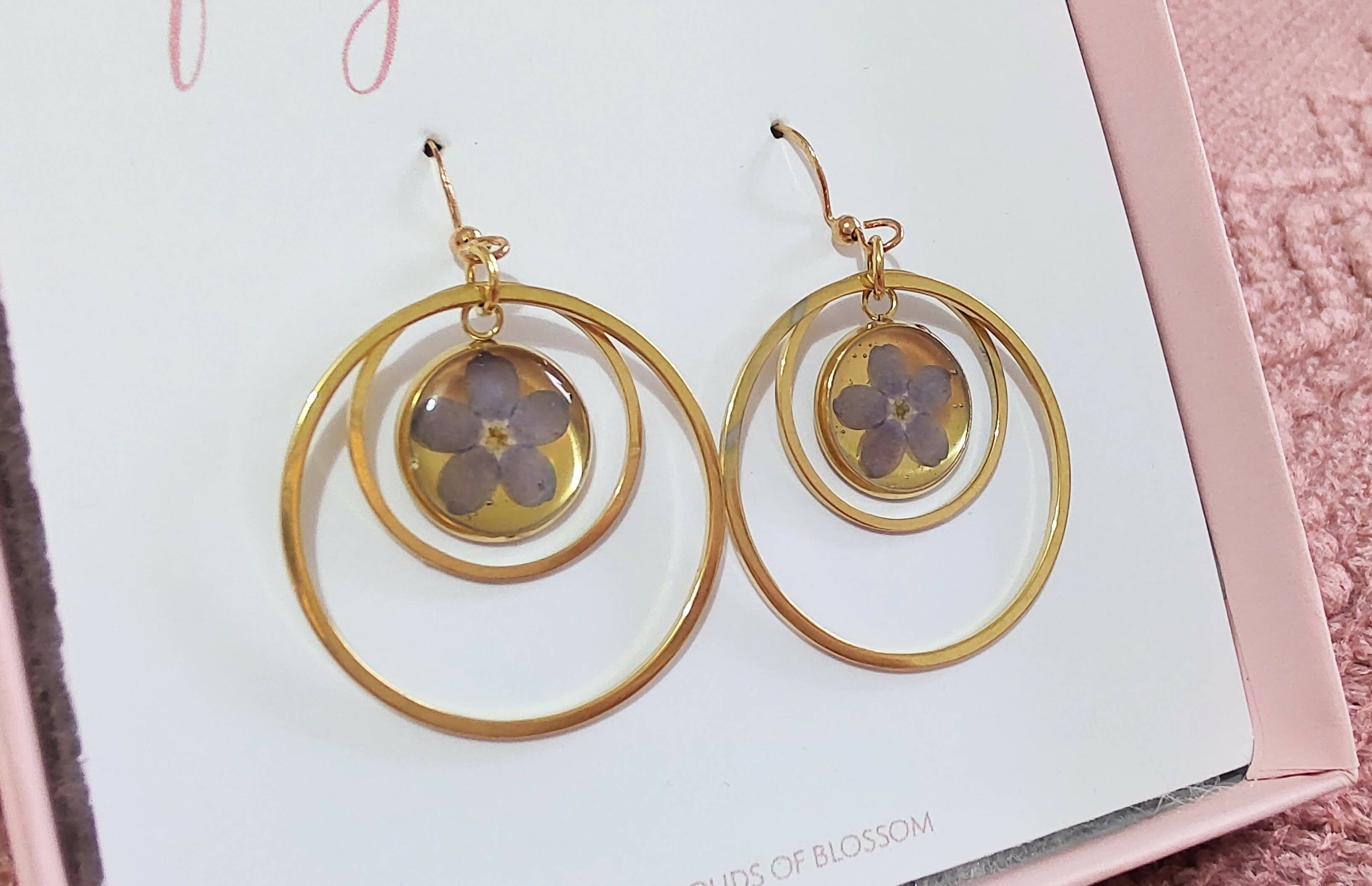 Forget Me Not Multi Ring Mirrored Earrings Gold Plated