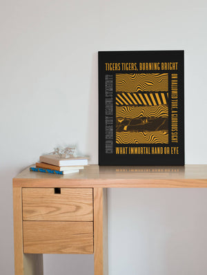 Hull City - Inspired Psychedelic 'Tigers Tigers' Lyrics Art Print in Black