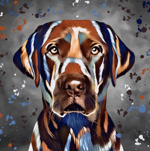 LABRADOR DOG COLOUR SPLASH FRAMED ARTWORK.