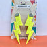 Flash Lightning Bolt Earrings in Neon Yellow Glitter