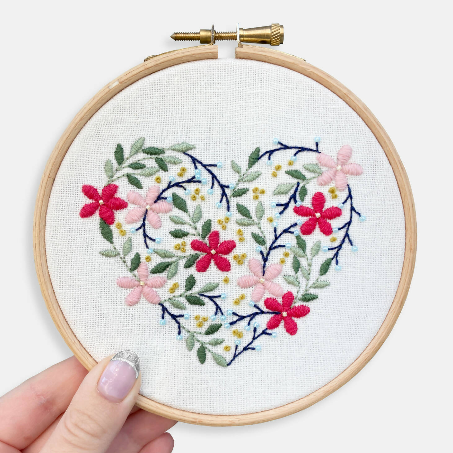 Floral Heart Embroidery Kit | Complete Craft Set | Art & Soul