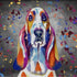 BASSET HOUND DOG COLOUR SPLASH FRAMED ARTWORK.