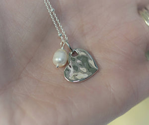 Rustic Heart & Pearl Necklace