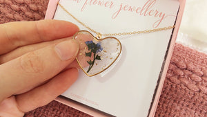Forget Me Not Heart Necklace Gold Plated