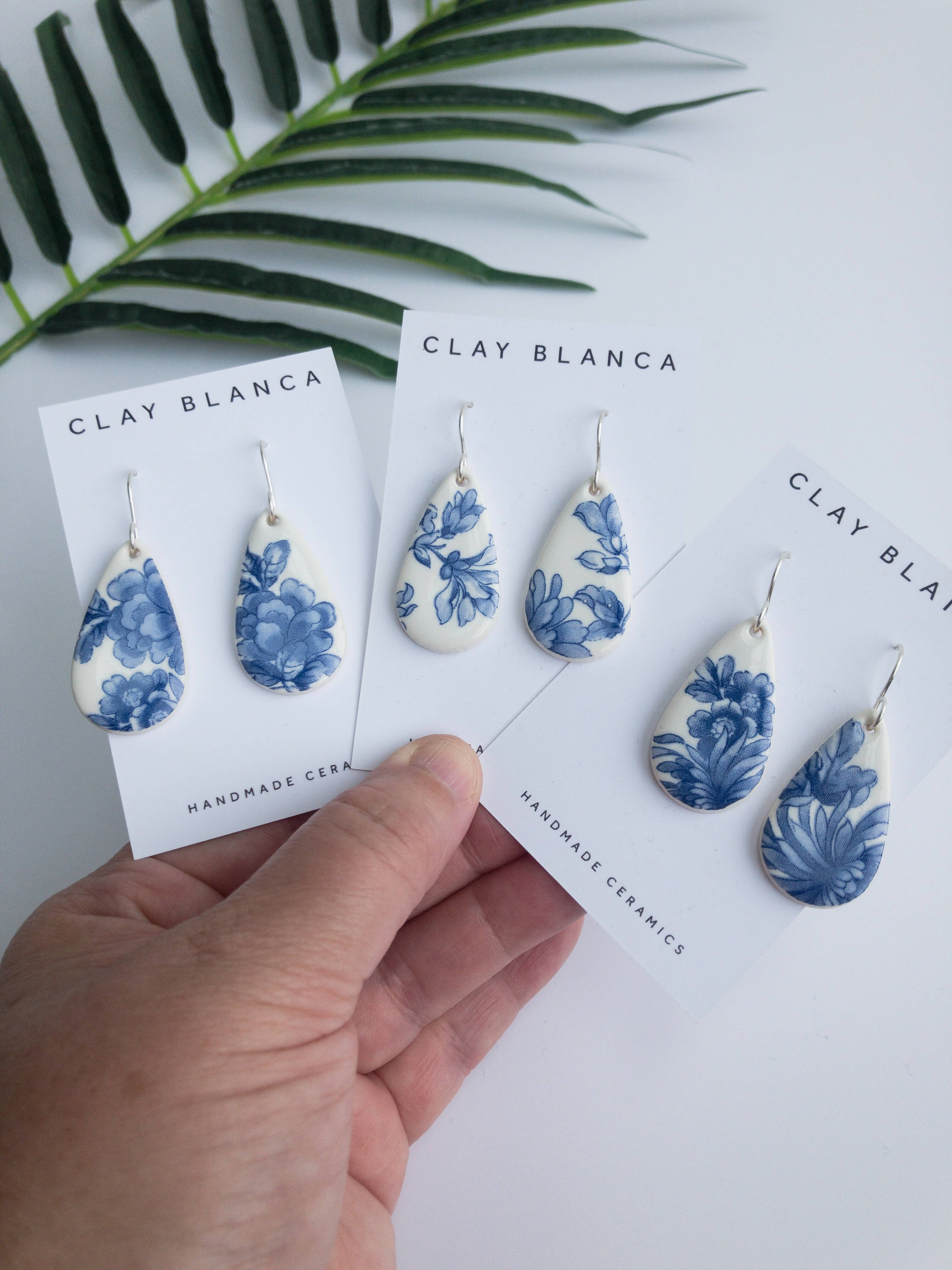 Blue China Teardrop Dangles