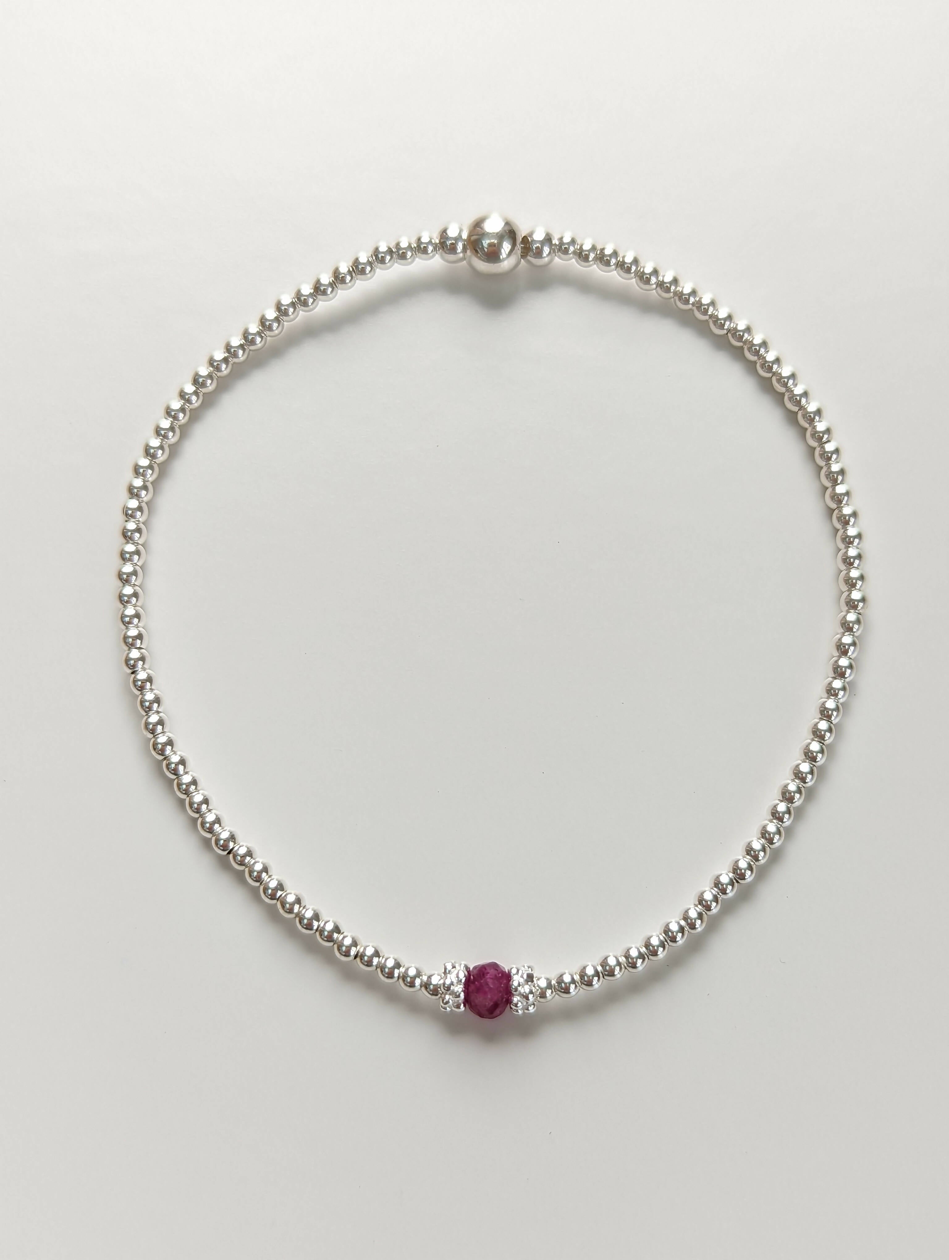 Ultra skinny single gemstone bead bracelet - Handmade