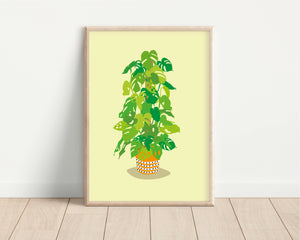 Potted Monstera Print Yellow A4 Size