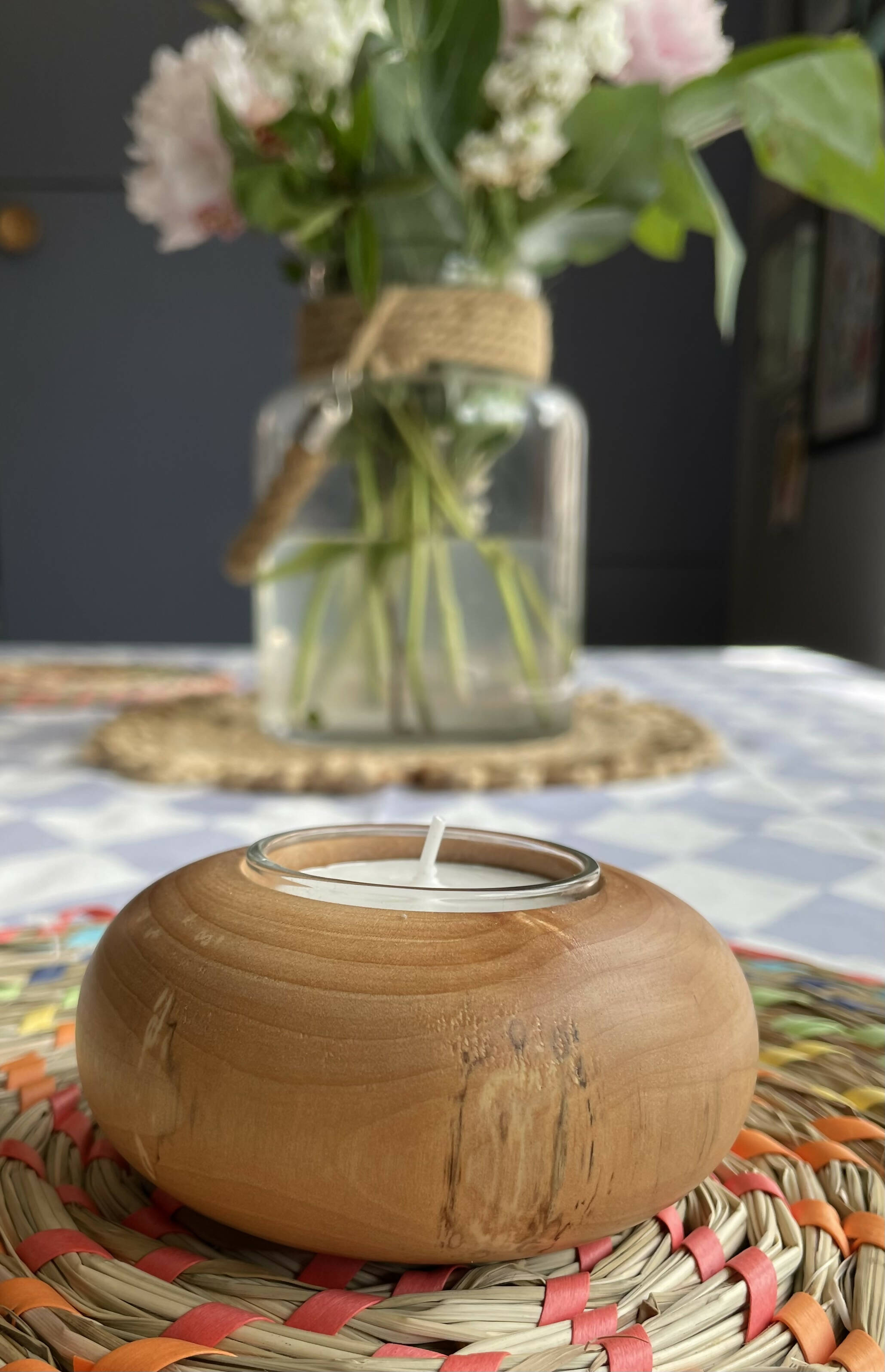 Hand Turned Wood Tea Light Holder