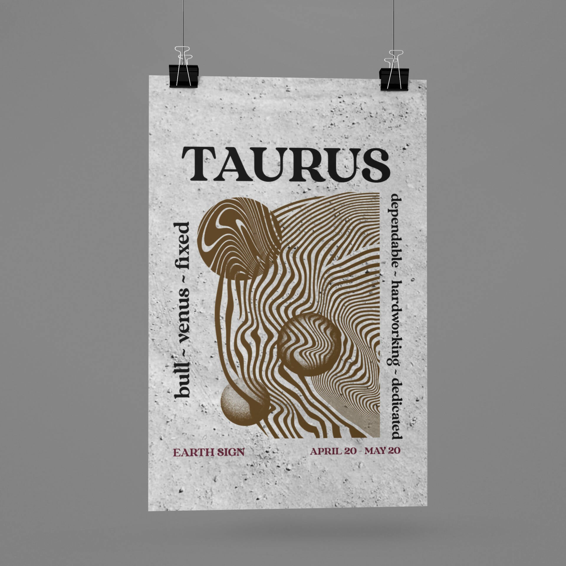 Taurus Zodiac Horoscope Star Sign Psychedelic Art Print A4 Framed no Mount