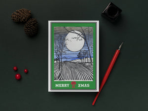 Moon Vintage Christmas Card