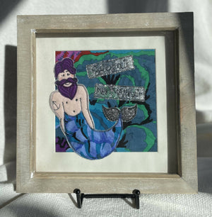 Mermaid original framed textile art