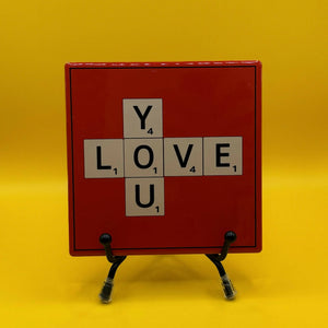 Ceramic Coaster - Scrabble Love You (Red)