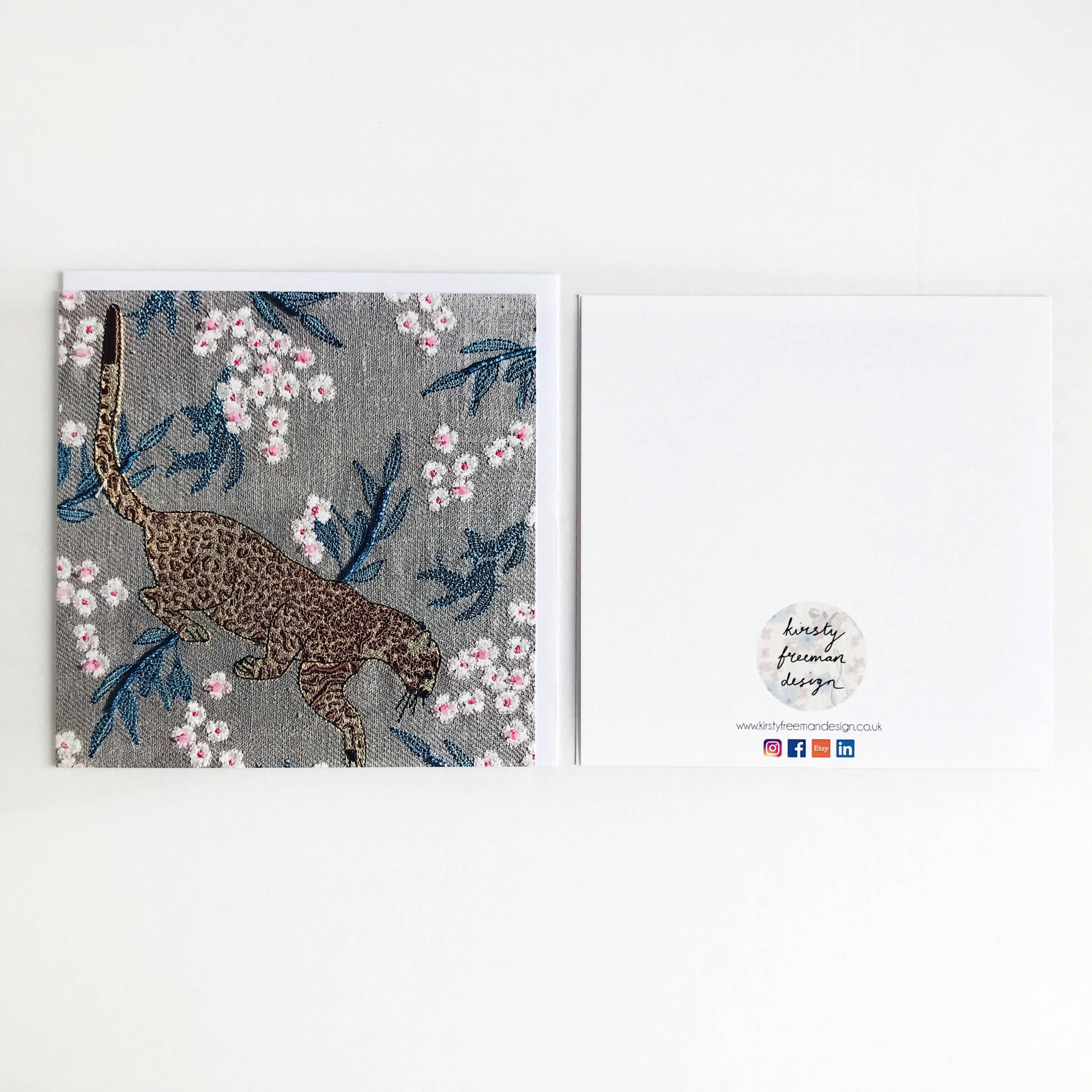 Dark Grey Leopard Greetings Card