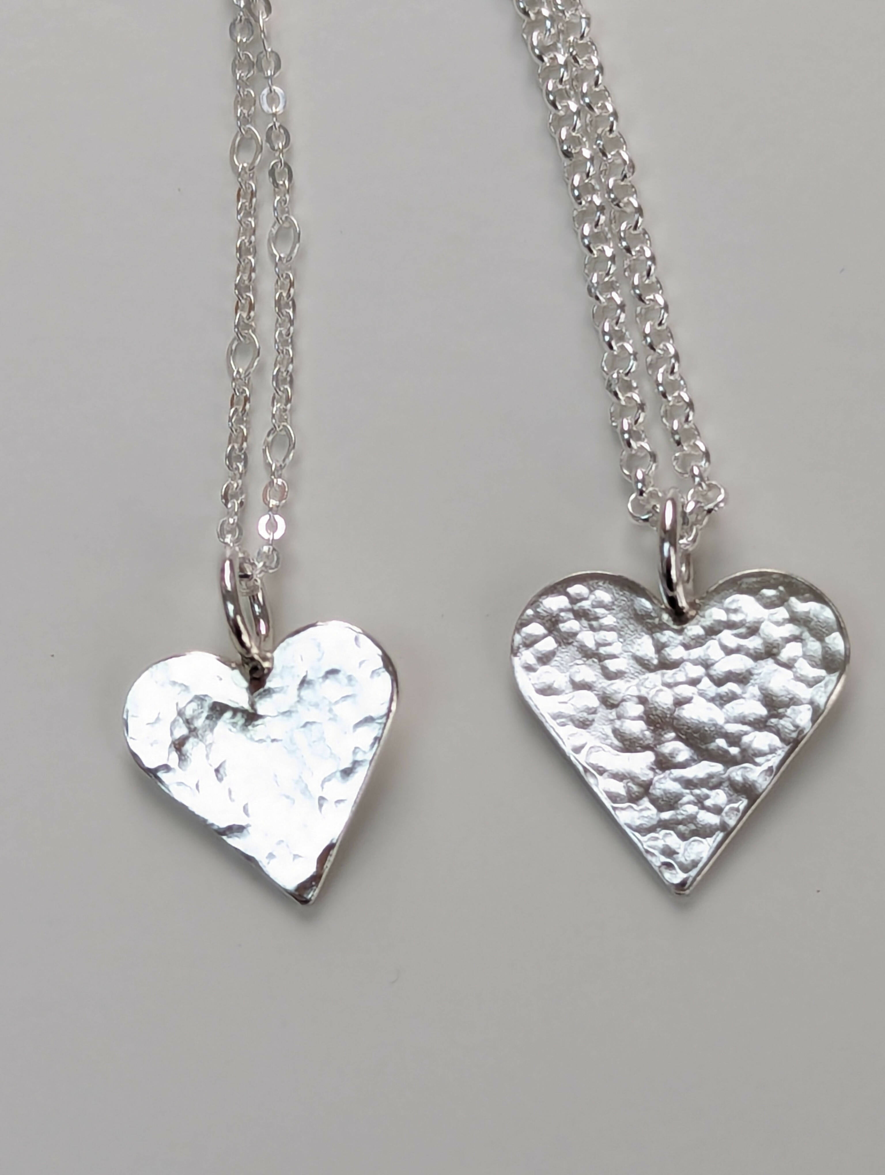 Hammered Heart Sterling Silver Pendant - Handmade