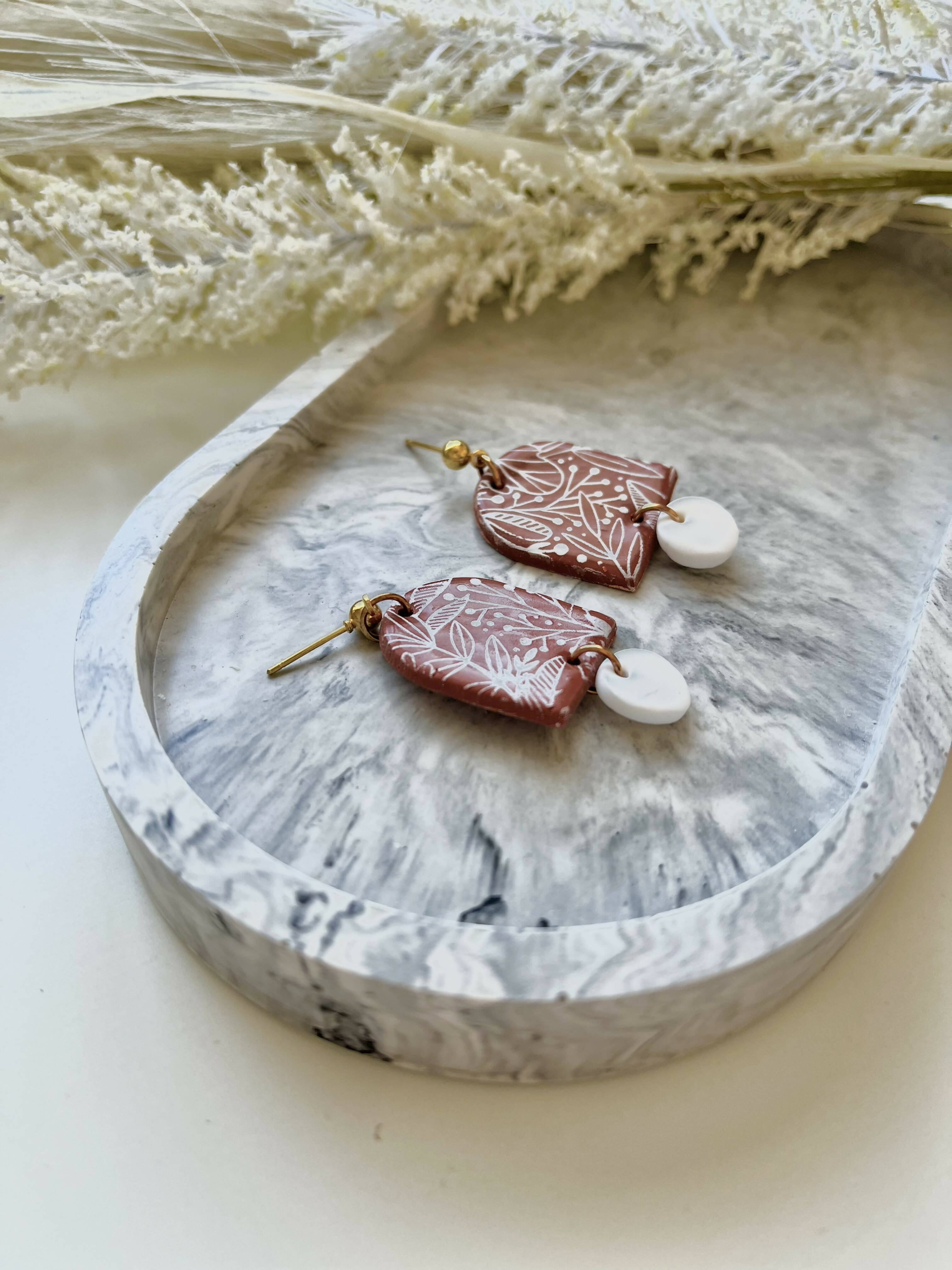 Floral Print No. 1 - Handmade Polymer Clay Earrings