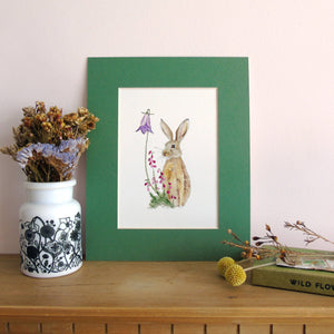Hare and bell heather Giclee print