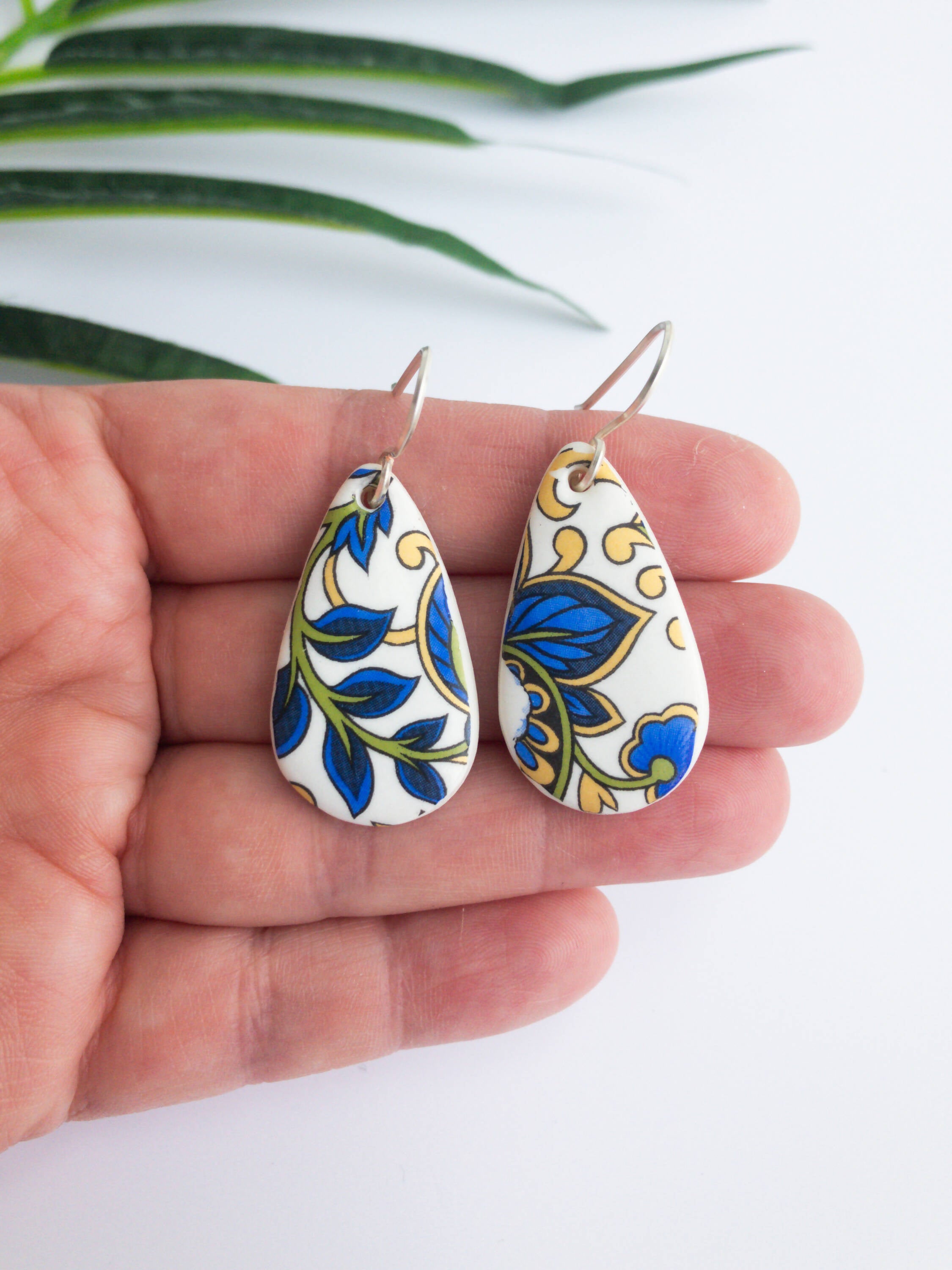 Paisley Teardrop Dangles | Vibrant Porcelain Earrings | Art & Soul