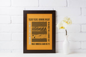 Hull City - inspired 'TIGERS TIGERS' Lyrics - Art Print in Amber