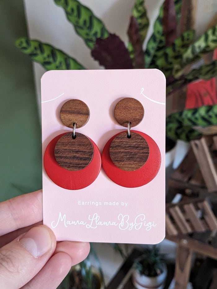 Lady Red - Wooden Earrings