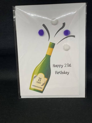 Happy 21st Birthday - Pom Pom greeting card