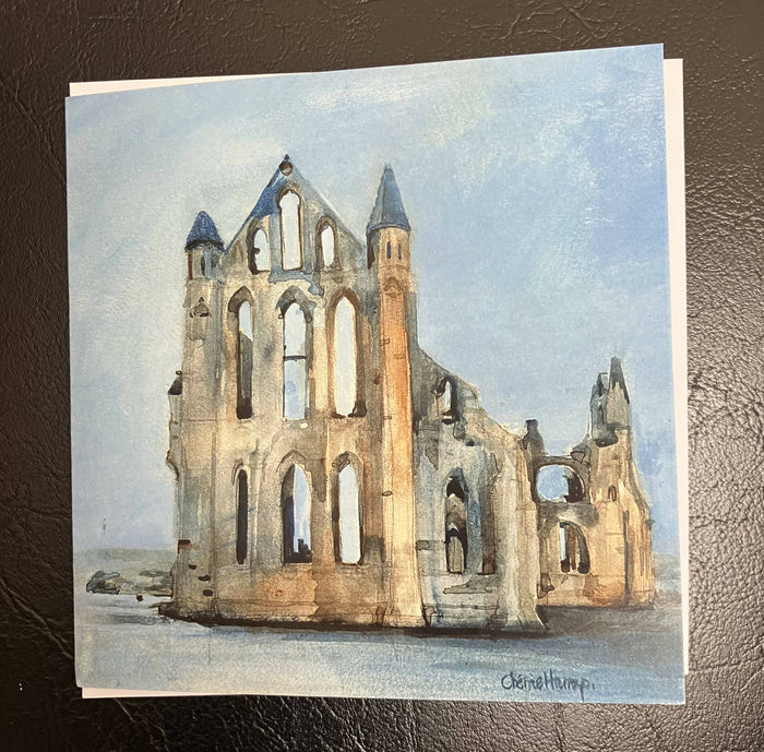 Whitby Abbey (blue) greetings cards