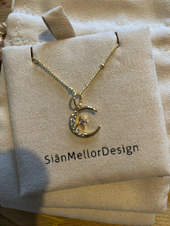 Gold plated moon necklace