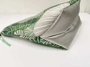 XL Toiletry Bag - Tropical Leaves with a Faux Leather Base
