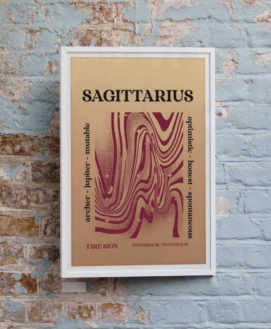 Sagittarius Zodiac Horoscope Star Sign Psychedelic Art Print A4 Framed no Mount