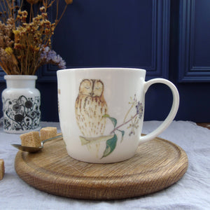Tawny owl and ivy berries mug