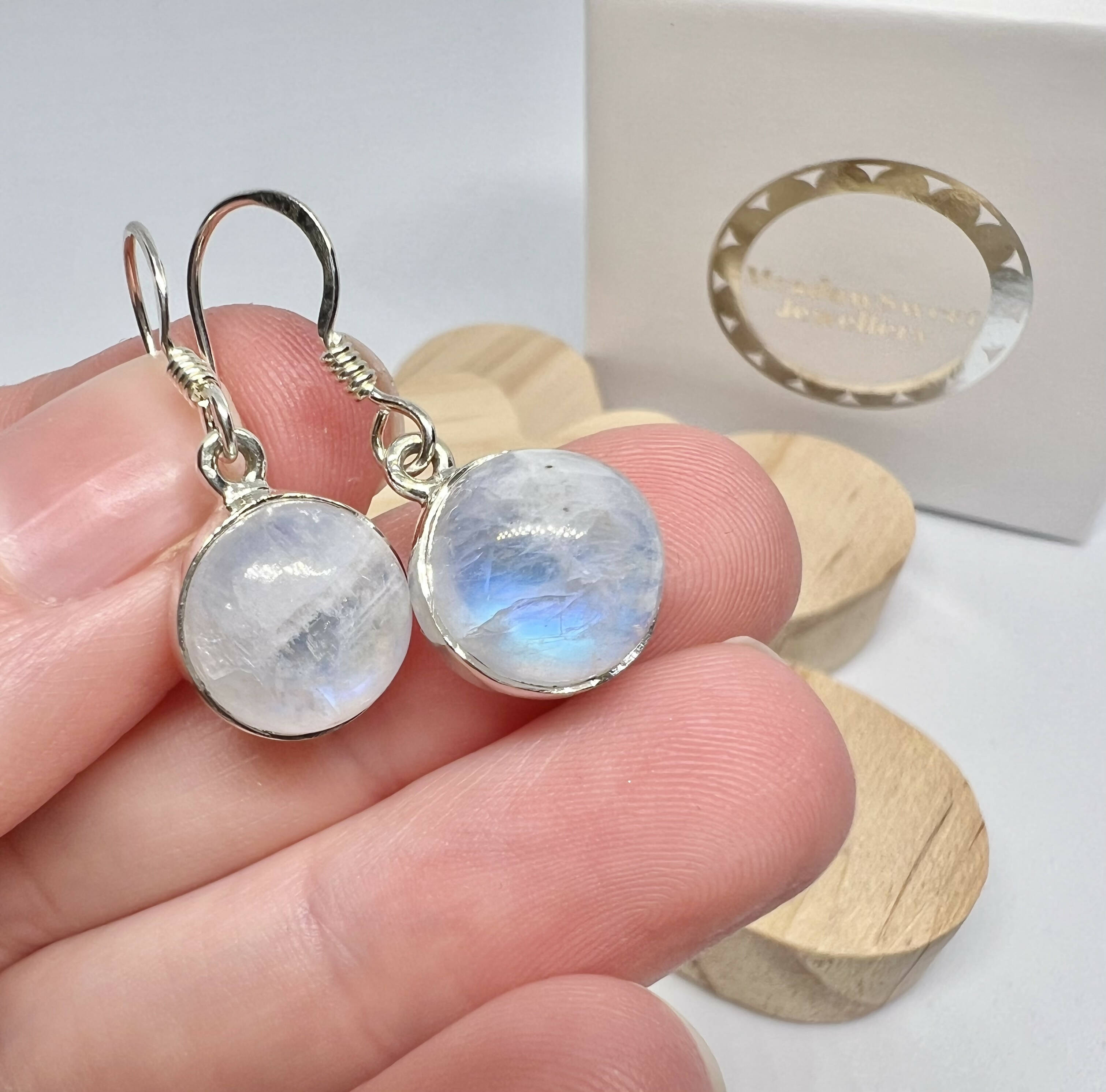 Blue moonstone drop earrings