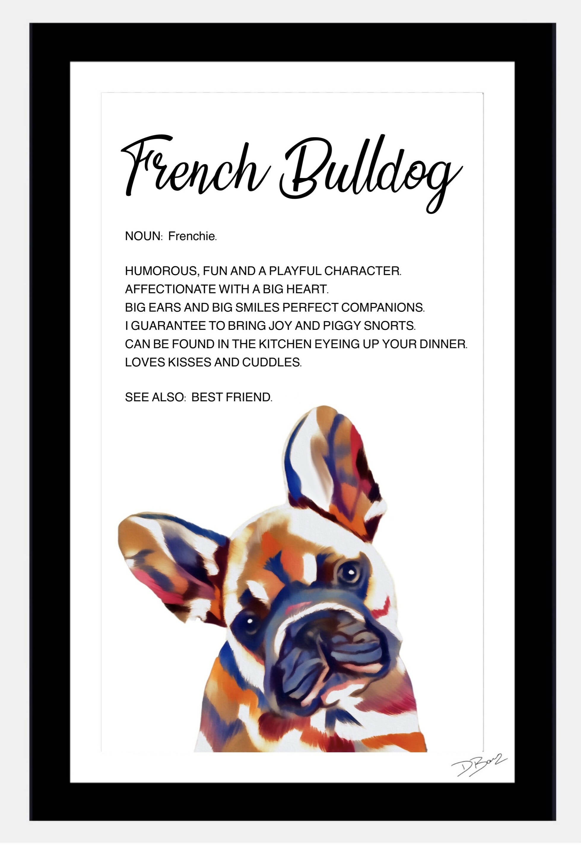 French Bulldog - Definition Quote Framed Artwork.