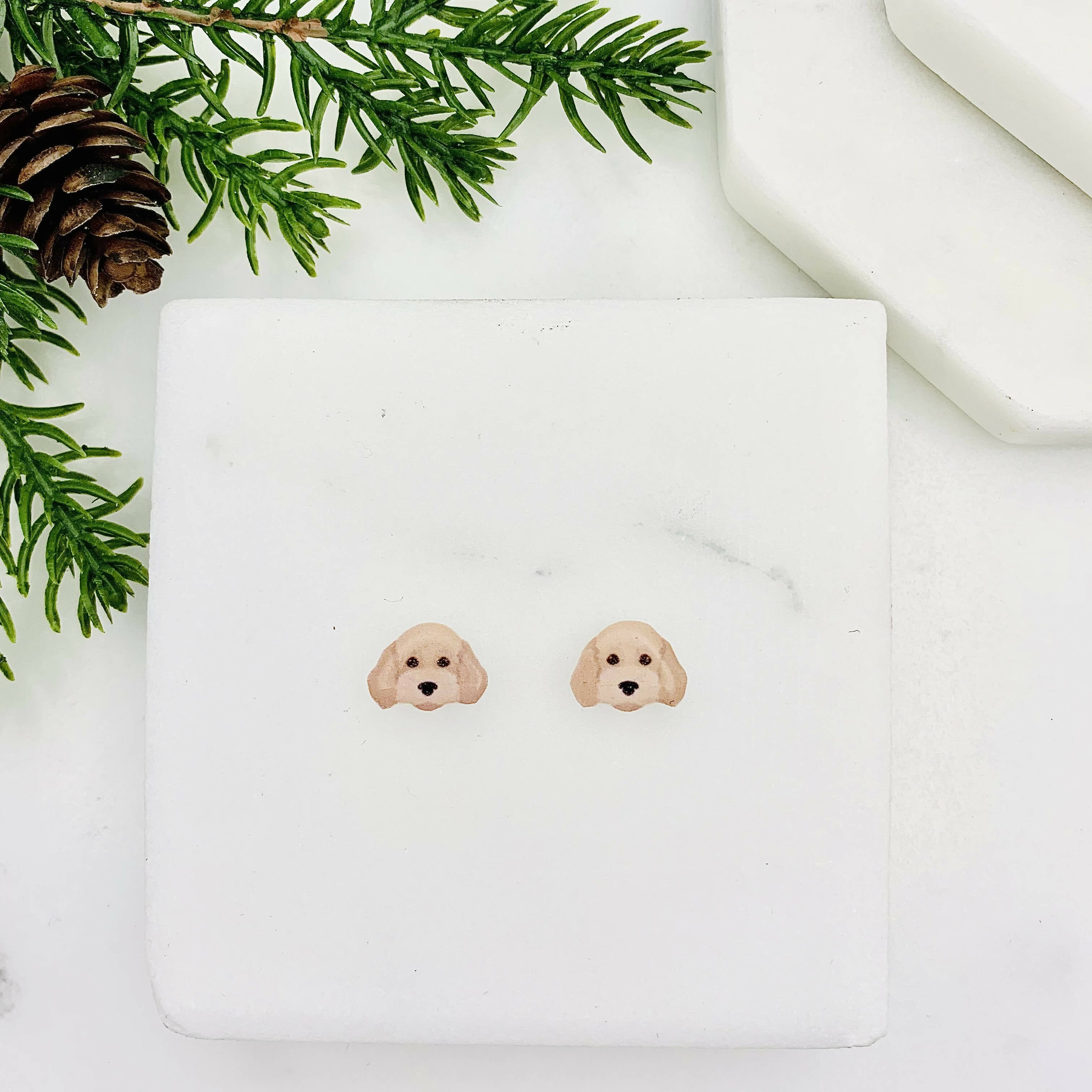 Blonde/Cream Cockapoo Stud Earrings