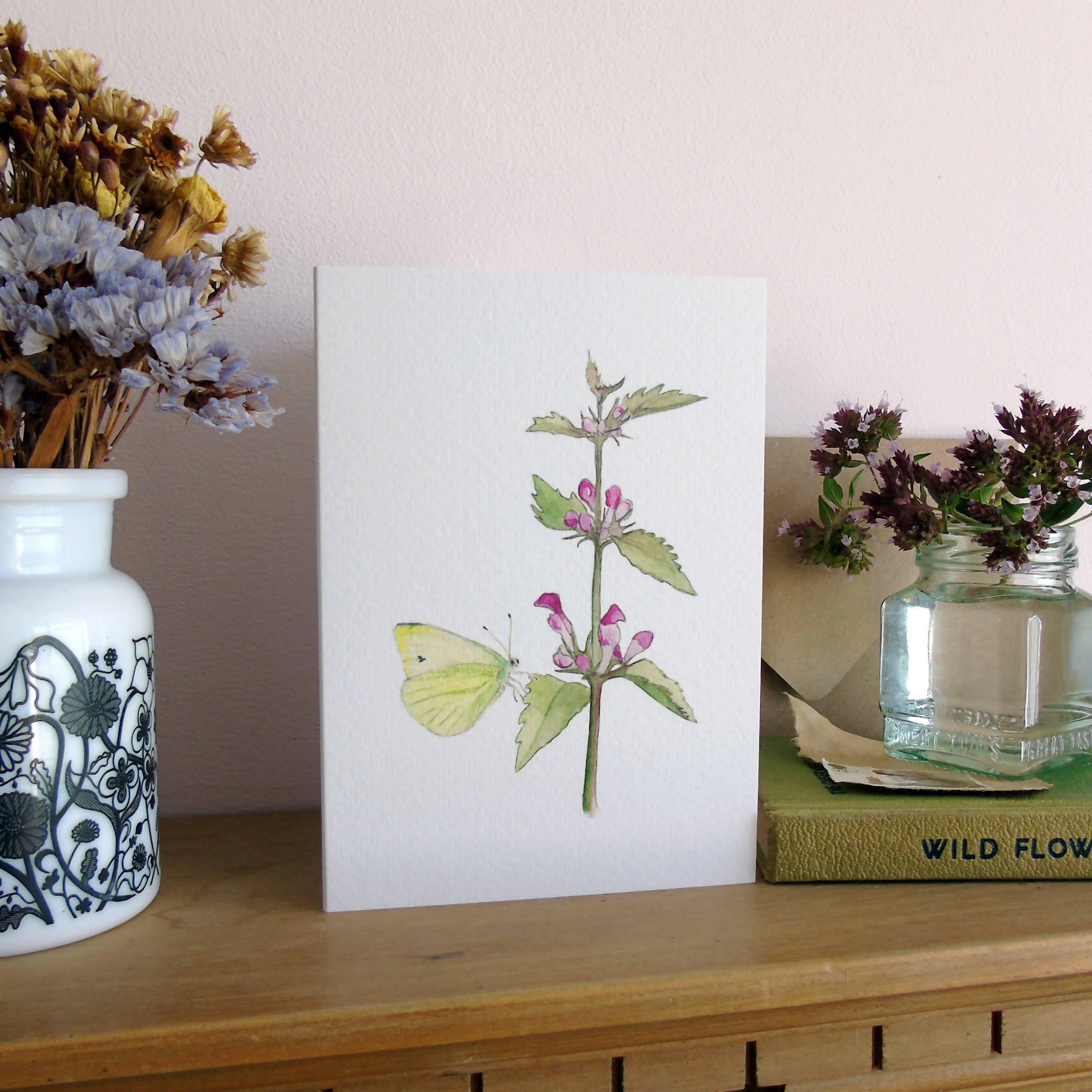 Red Dead-Nettle and Butterfly Card