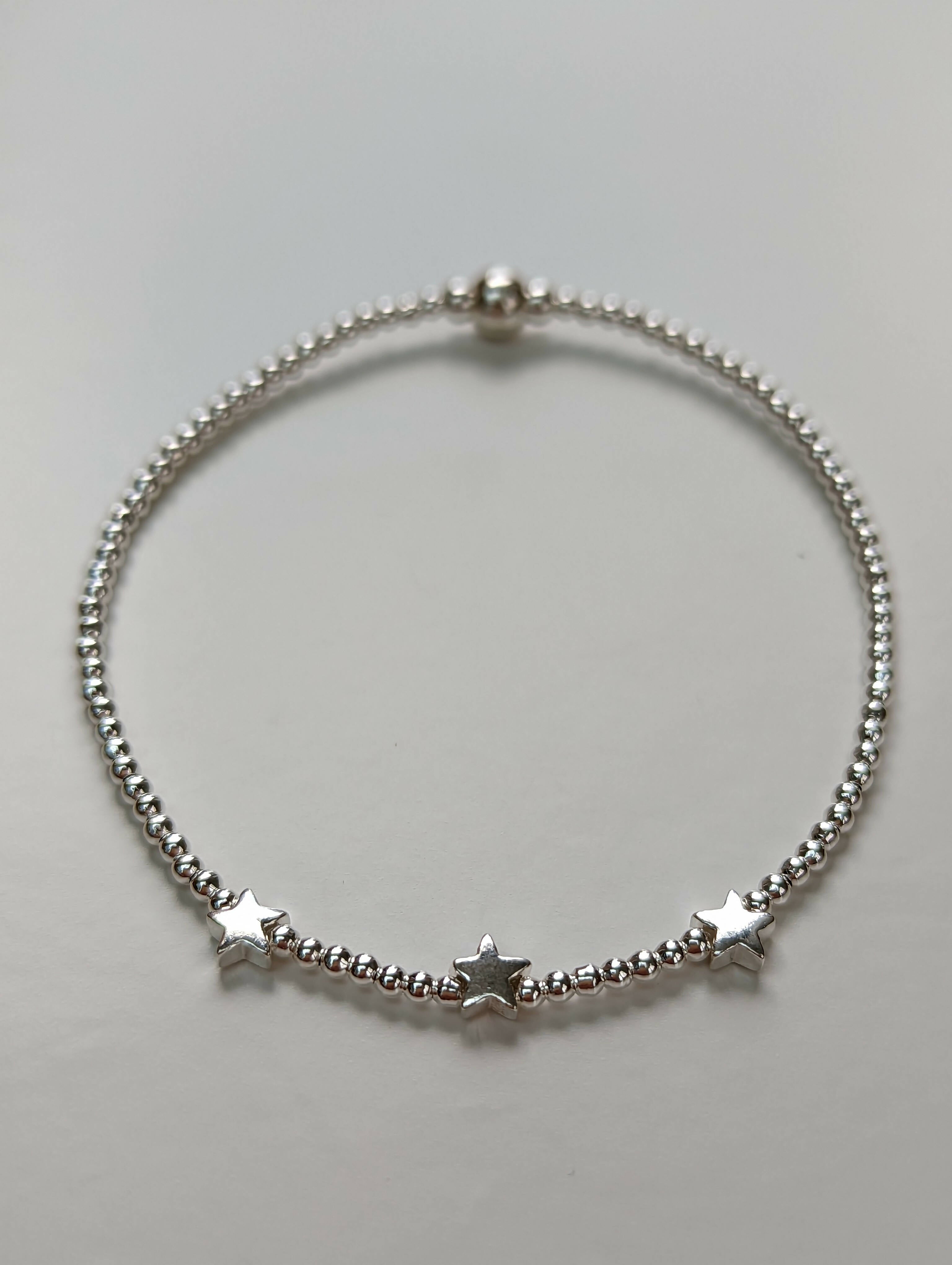 Sterling silver stars ultra skinny stacking bracelet - Handmade