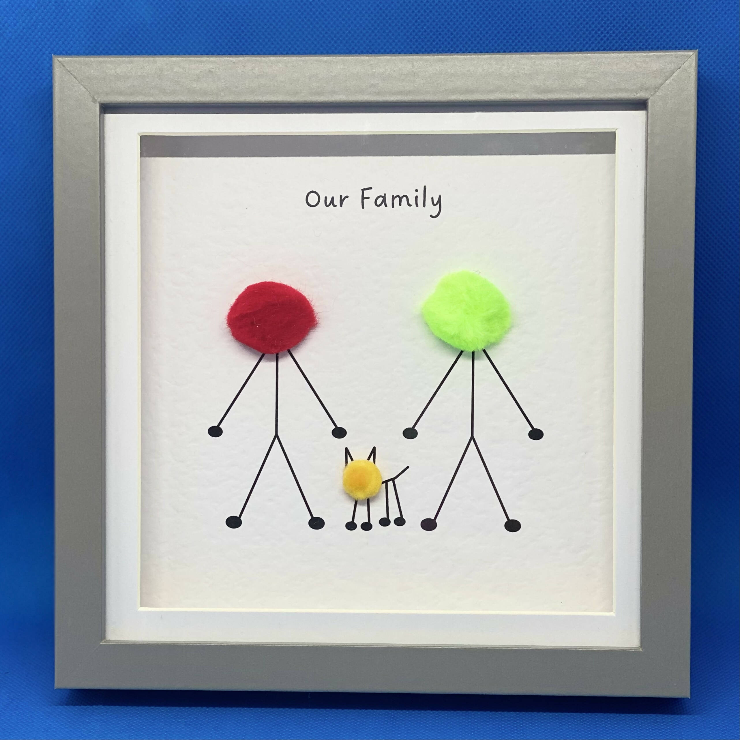 Pom Family Picture- Small square framed