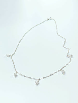 18" gemstone beaded sterling silver necklace - Handmade