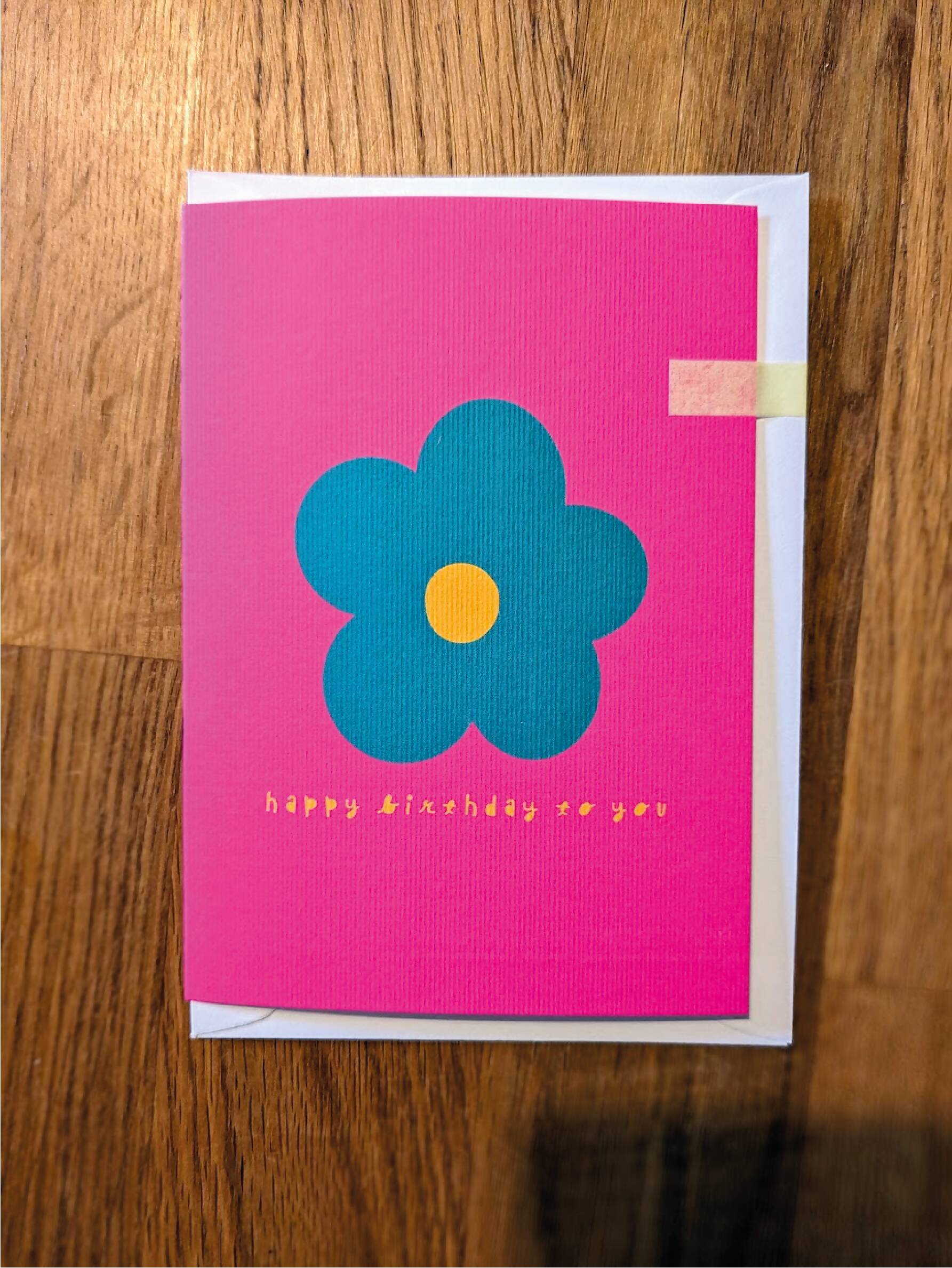 Happy Birthday large flower card - hot pink