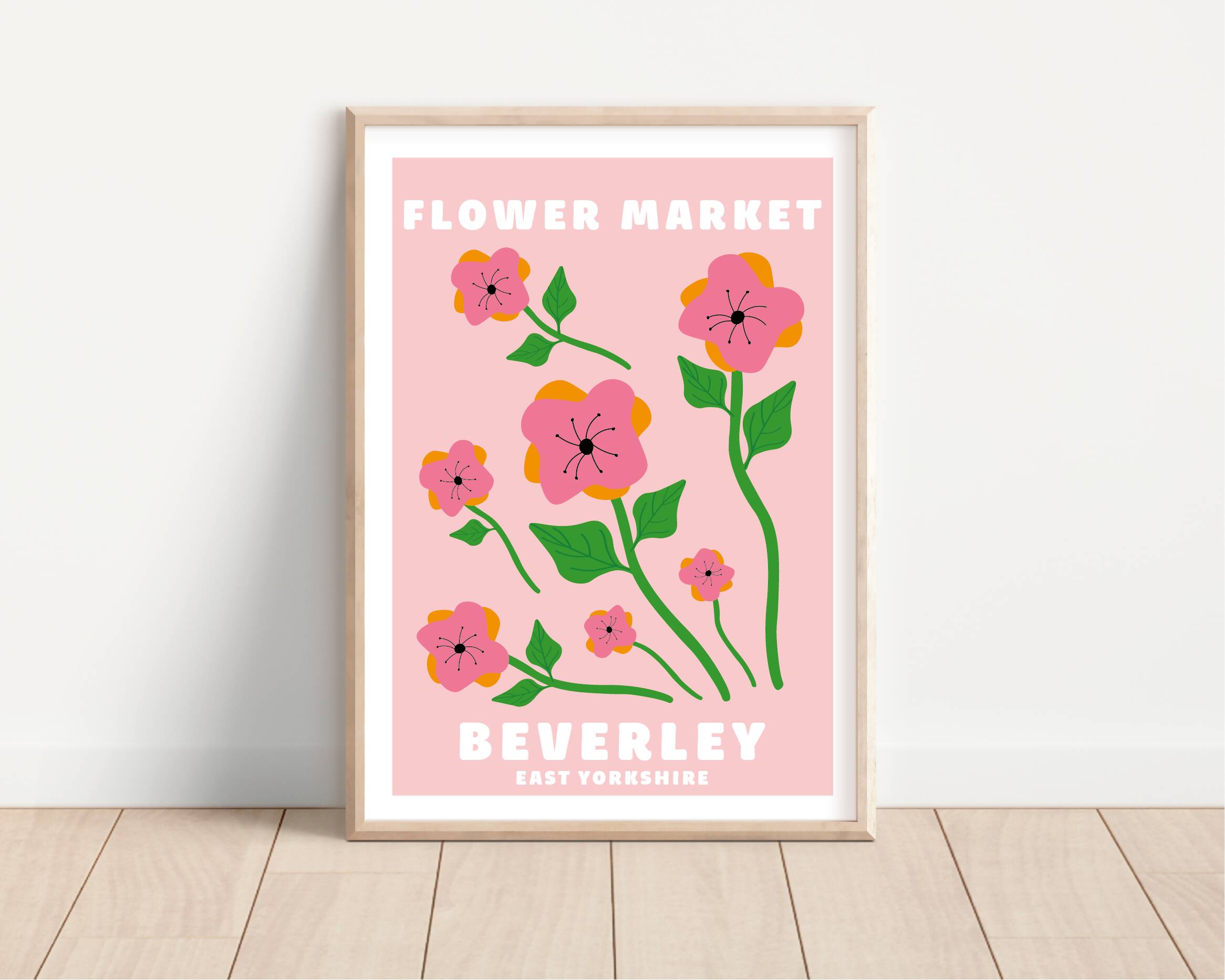 A5 Pink Beverley Flower Market Print