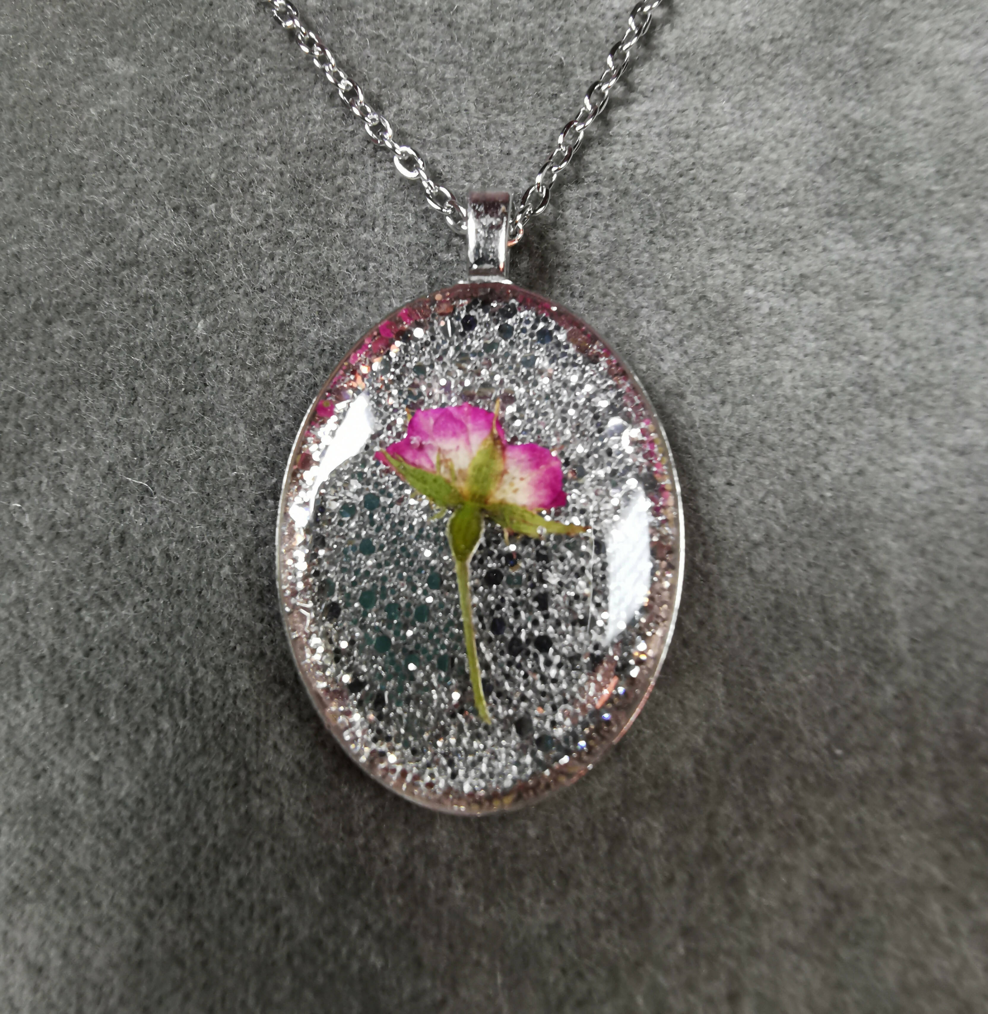 Pressed Rose Pendant Necklace