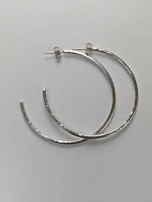 Hammered sterling silver hoops - Handmade
